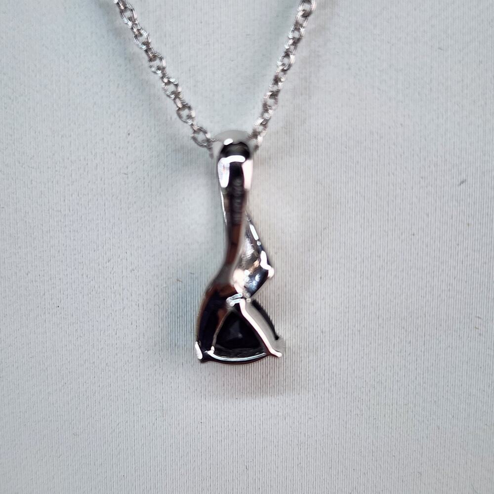 Black Sapphire Necklace 925 Sterling Silver Drop Pendant 18-inch Chain Cocktail - Picture 5 of 8